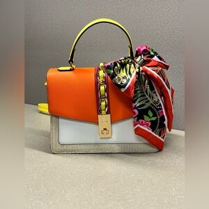 ALDO Caiillaa Colorblock Satchel Crossbody Bag Medium w/ Gold Chain Turnlock